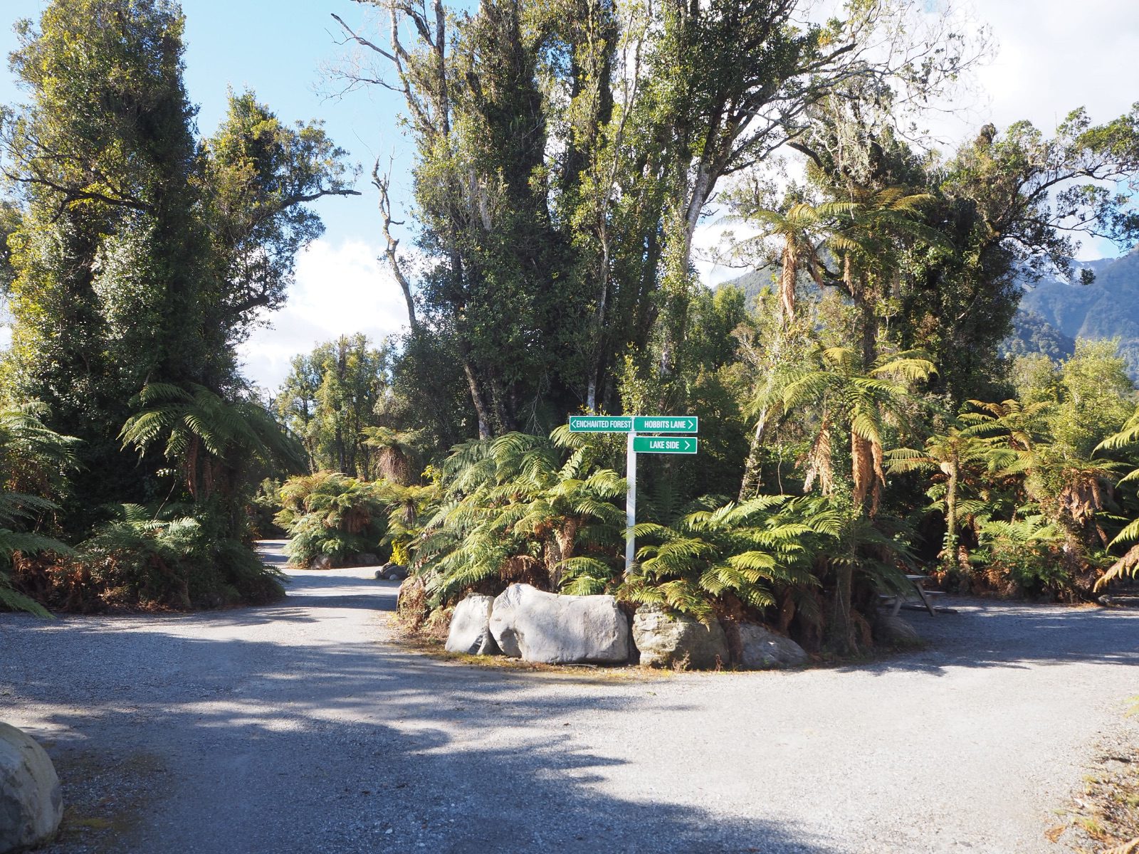 Park entrance with directional signs